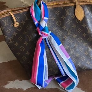 Vintage! Bright Color Block Silk Scarf / Sash